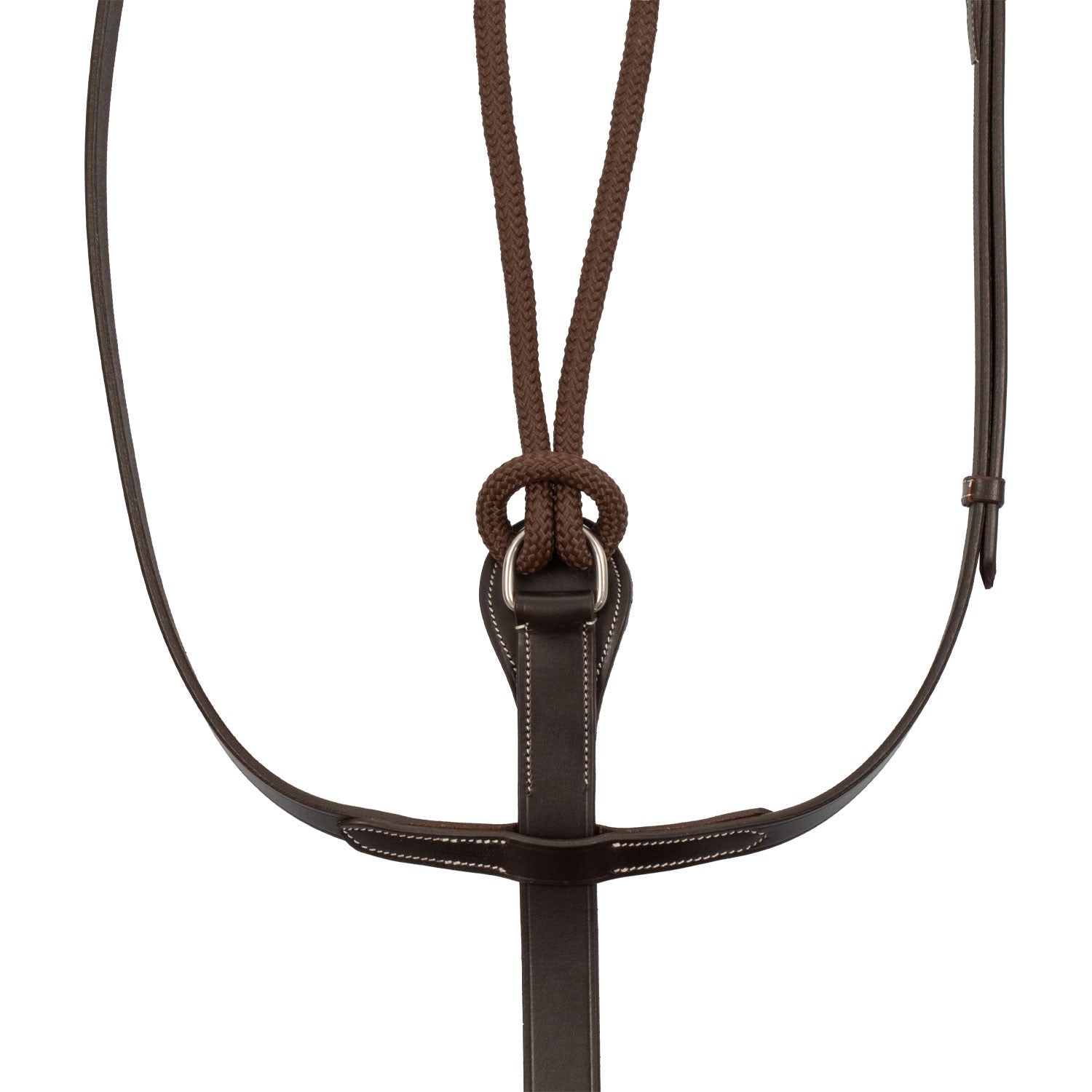 Riendas con martingala de cuero y goma Equestro - Marrón oscuro