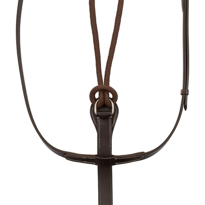 Riendas con martingala de cuero y goma Equestro - Marrón oscuro