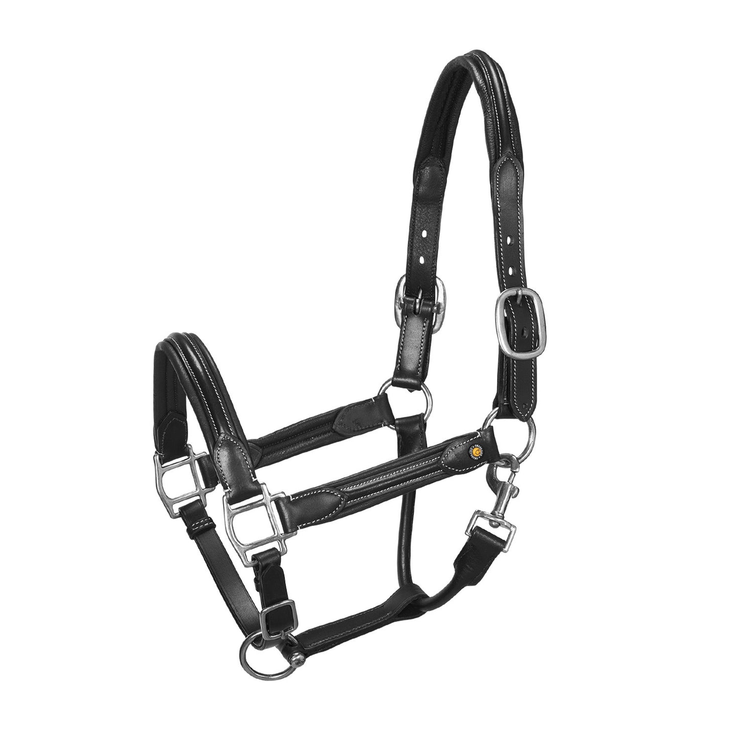 Cabezada de cuero suave hebillas resistentes NUEVA Equestro - Negro