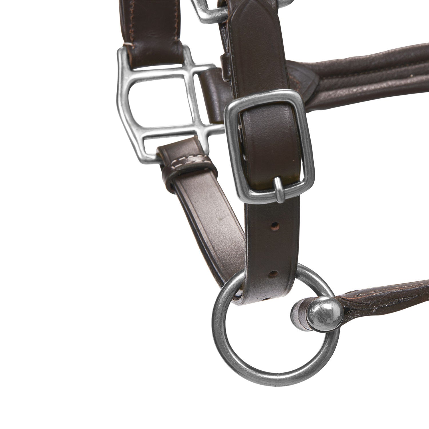 Cabezada de cuero suave hebillas resistentes NUEVA Equestro - Marrón oscuro
