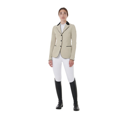 Chaqueta de mujer de concurso de tres botones Equestro - Oxford Tan
