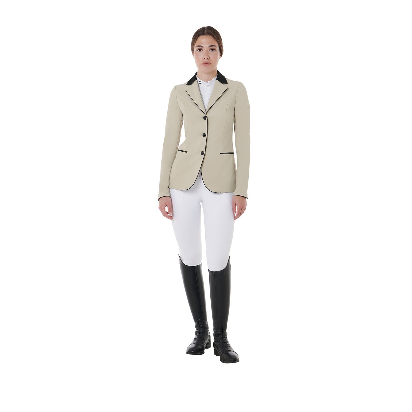 Chaqueta de mujer de concurso de tres botones Equestro - Oxford Tan