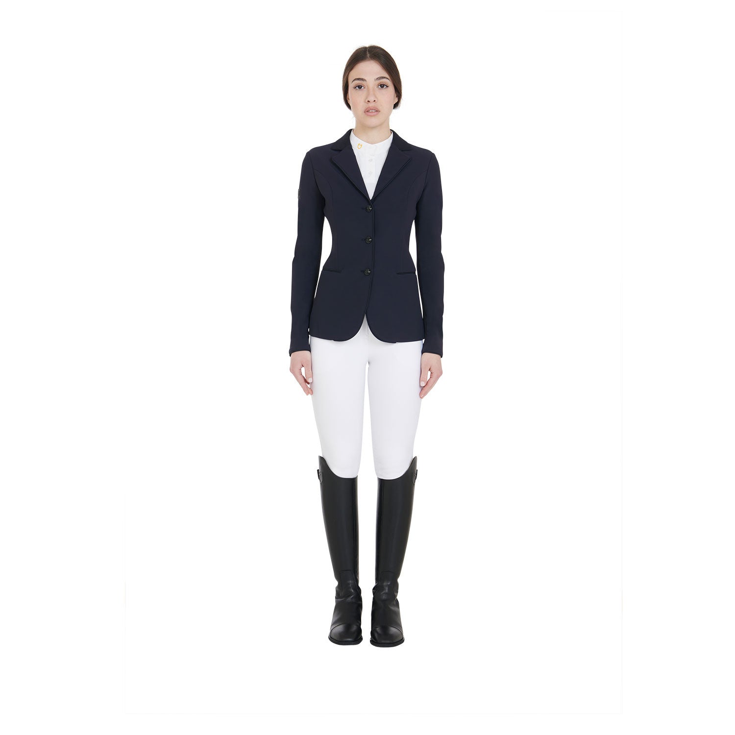 Chaqueta de mujer de concurso de tres botones Equestro - Azul marino