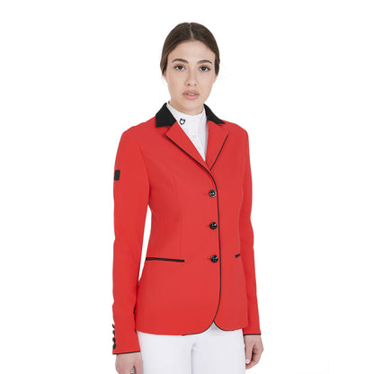 Chaqueta de mujer de concurso de tres botones Equestro - Red/Black
