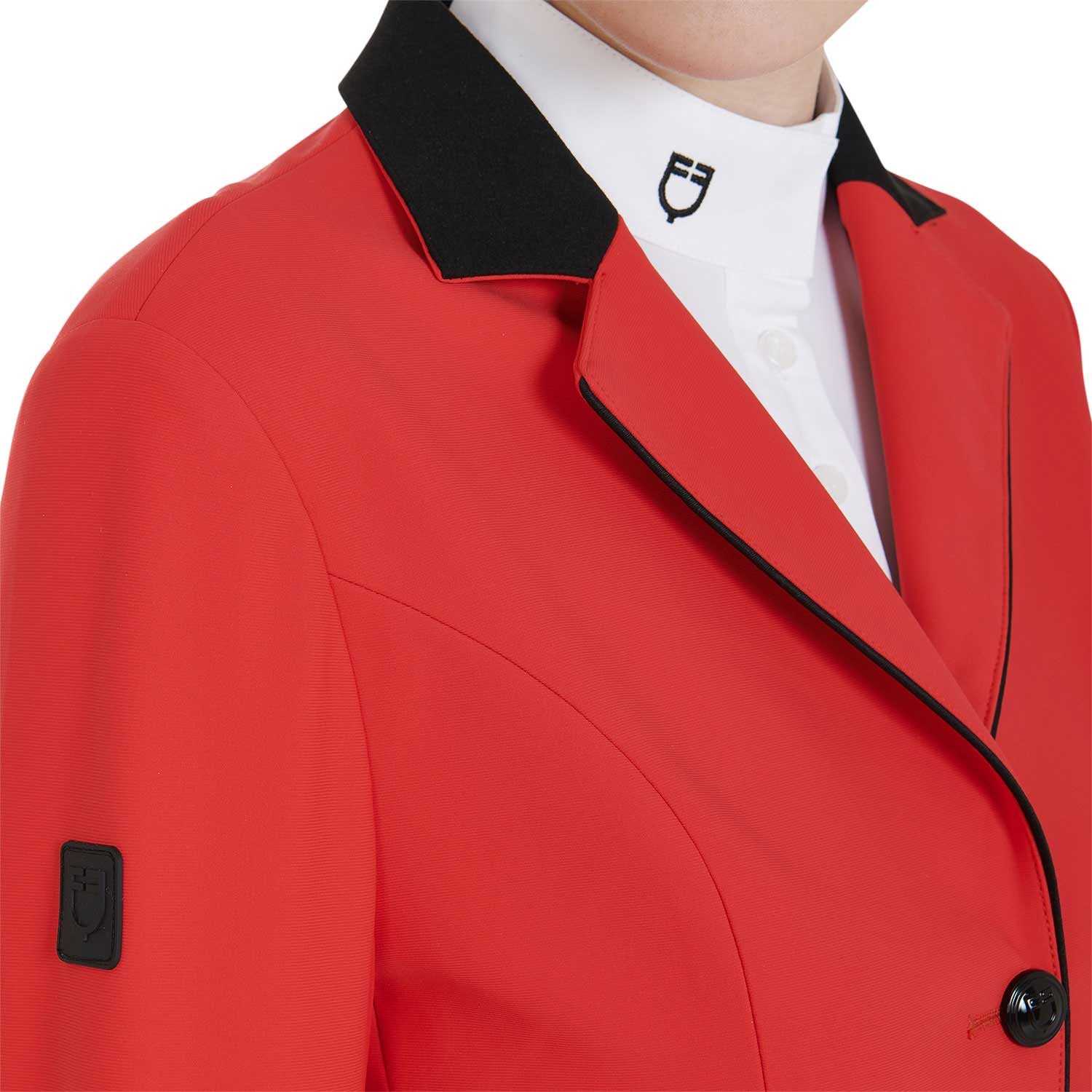 Chaqueta de mujer de concurso de tres botones Equestro - Red/Black