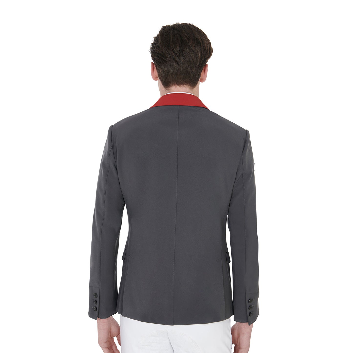 Chaqueta de hombre de concurso de tres botones Equestro - Grey/Burgundy
