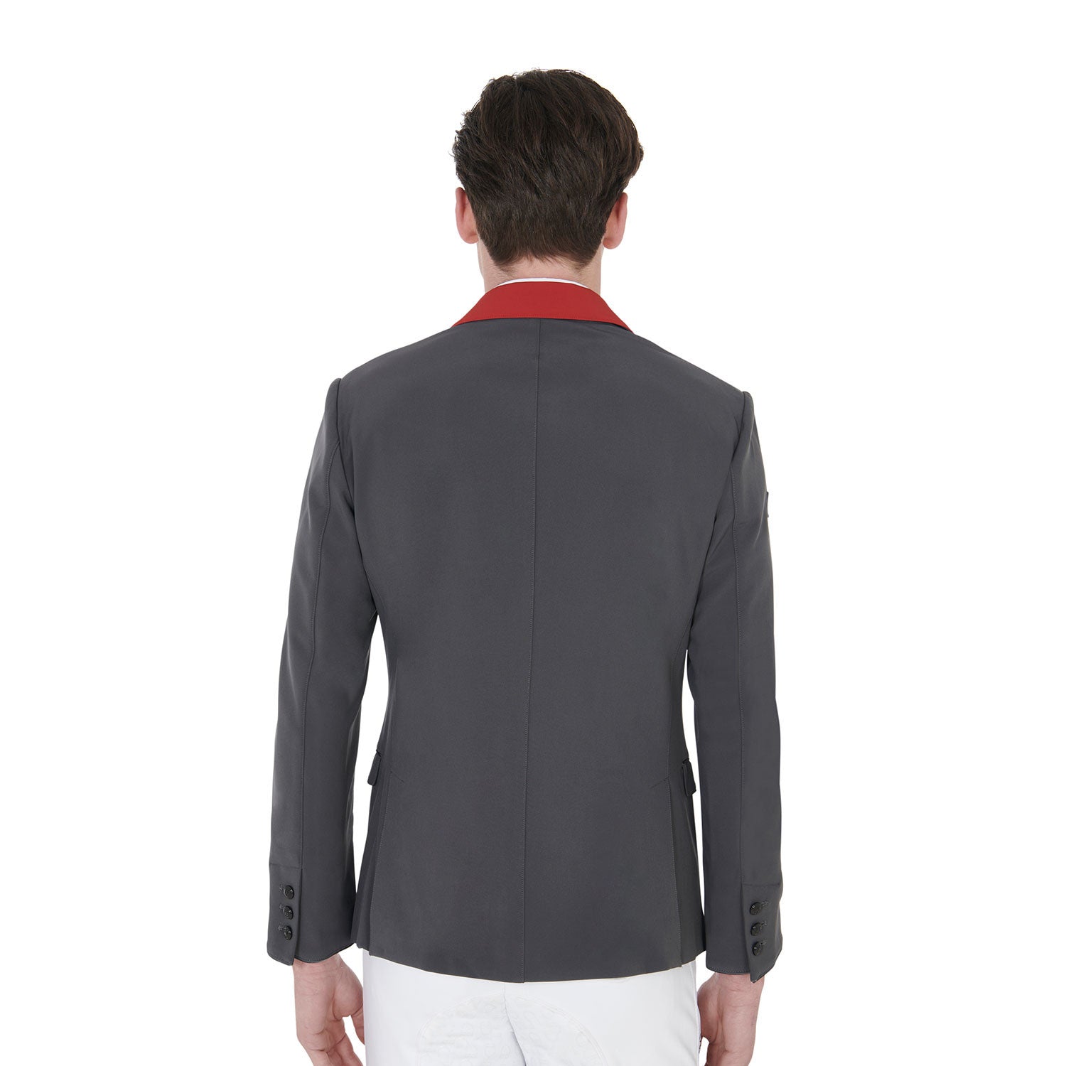 Chaqueta de hombre de concurso de tres botones Equestro - Grey/Burgundy