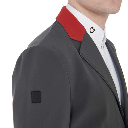 Chaqueta de hombre de concurso de tres botones Equestro - Grey/Burgundy