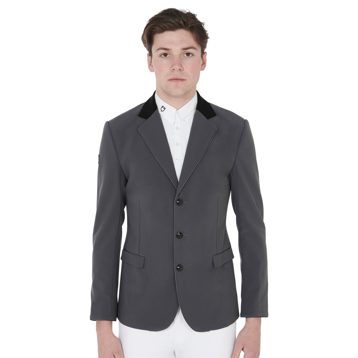 Chaqueta de hombre de concurso de tres botones Equestro - Grey/Black