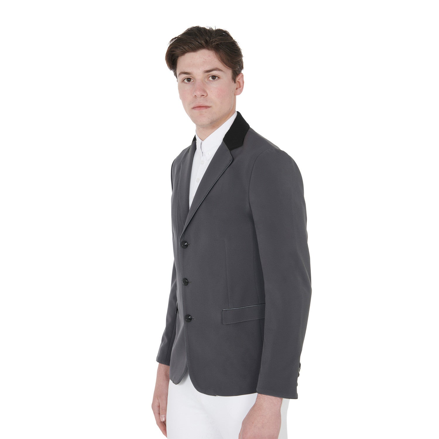 Chaqueta de hombre de concurso de tres botones Equestro - Grey/Black