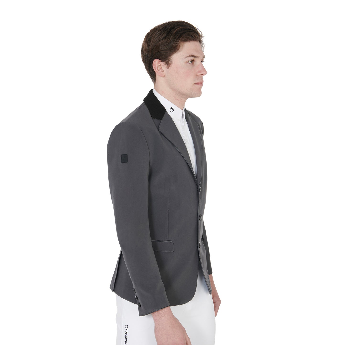 Chaqueta de hombre de concurso de tres botones Equestro - Grey/Black
