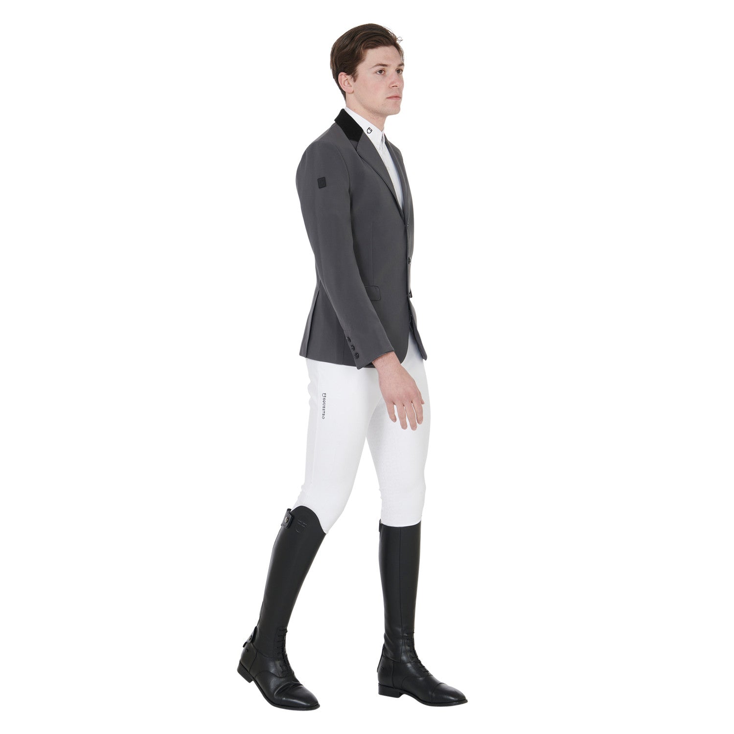Chaqueta de hombre de concurso de tres botones Equestro - Grey/Black