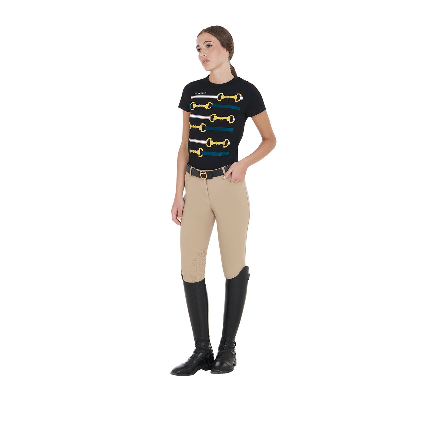 Pantalones de mujer slim fit grip con logo Equestro - Incense