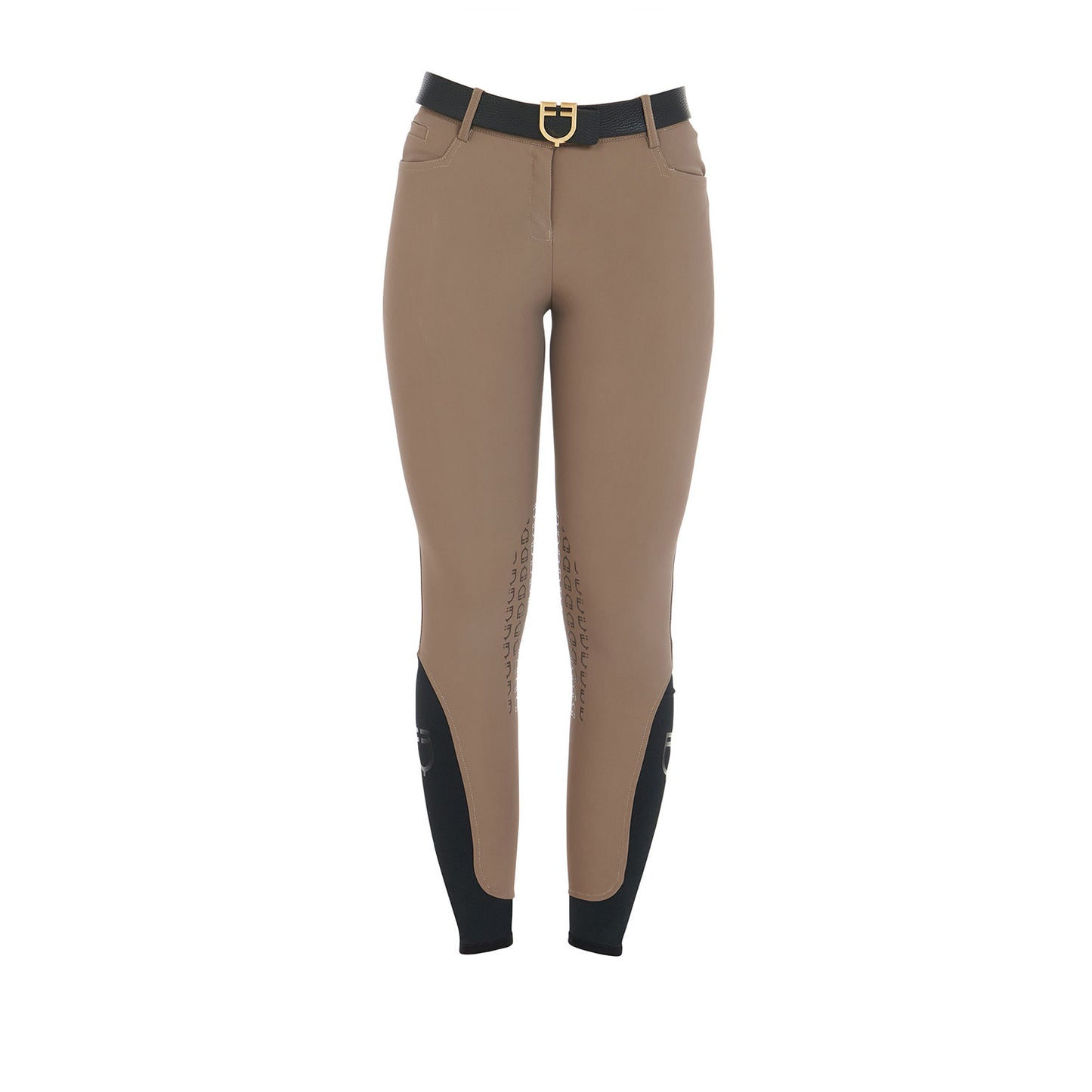 Pantalones de mujer slim fit grip con logo Equestro - Walnut