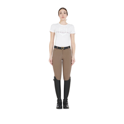 Pantalones de mujer slim fit grip con logo Equestro - Walnut