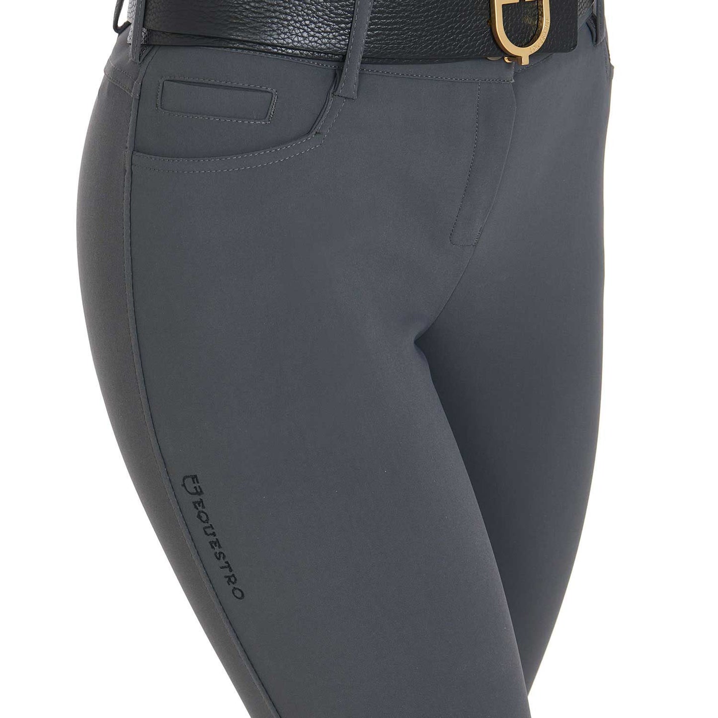 Pantalones de mujer slim fit grip con logo Equestro - Asphalt
