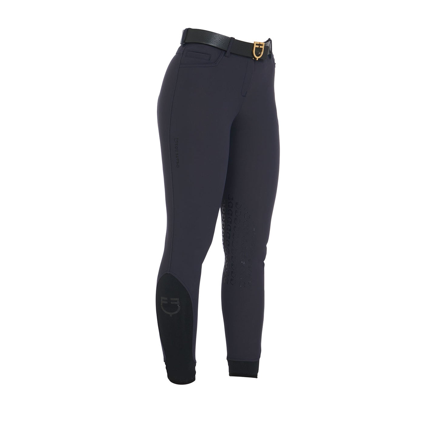 Pantalones de mujer slim fit grip con logo Equestro - Azul marino