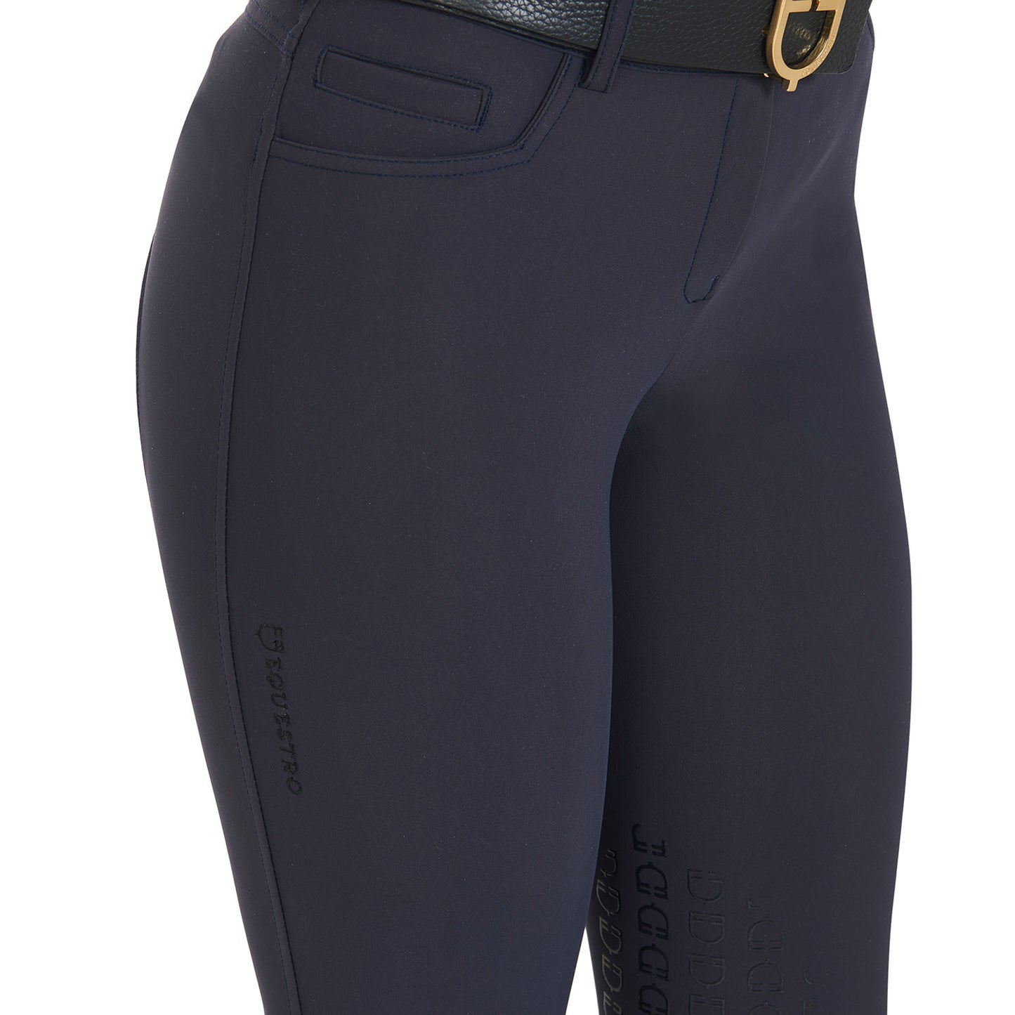Pantalones de mujer slim fit grip con logo Equestro - Azul marino