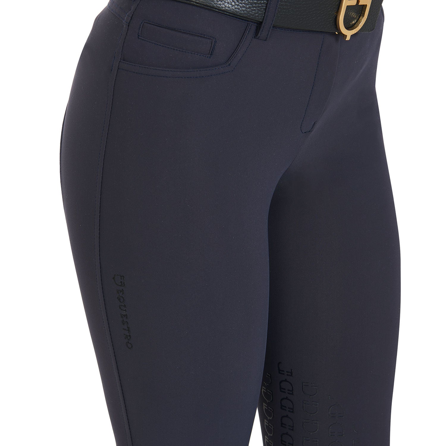 Pantalones de mujer slim fit grip con logo Equestro - Azul marino