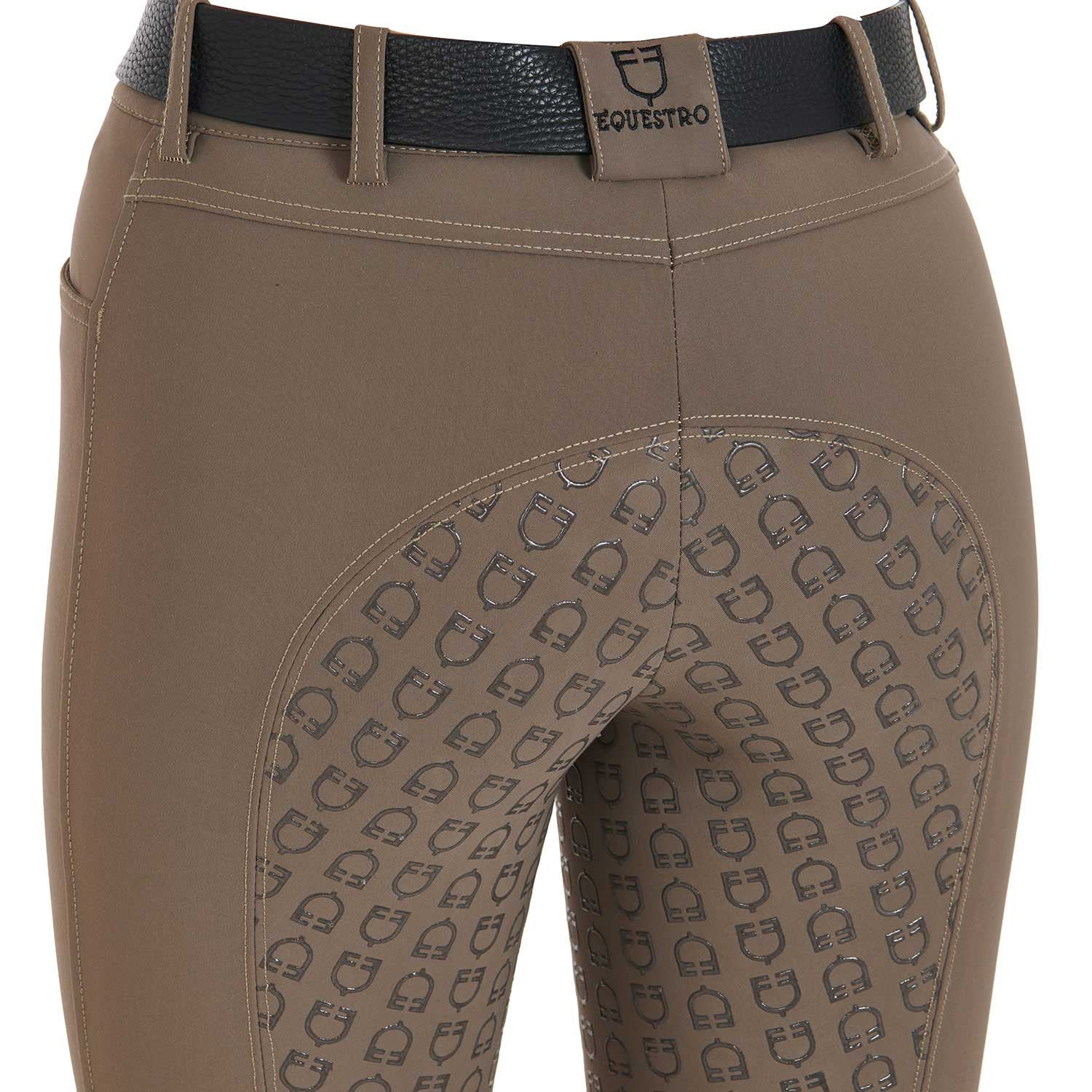 Pantalones de mujer slim fit full grip Equestro - Walnut