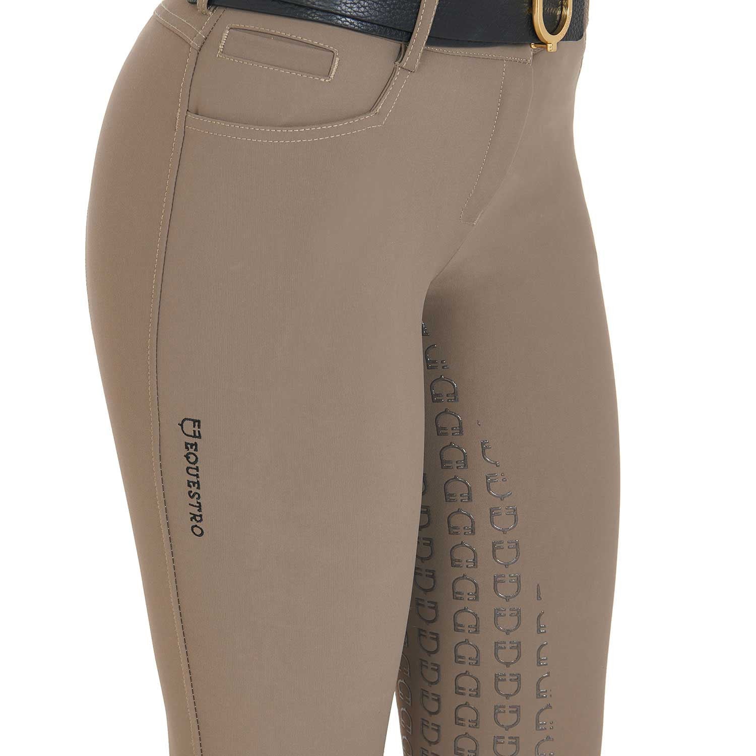 Pantalones de mujer slim fit full grip Equestro - Walnut