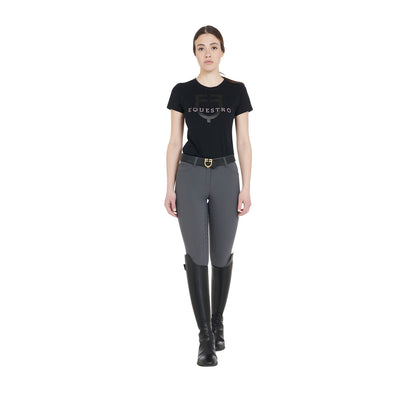 Pantalones de mujer slim fit full grip Equestro - Asphalt