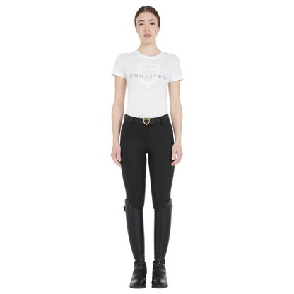 Pantalones de mujer slim fit full grip Equestro - Negro