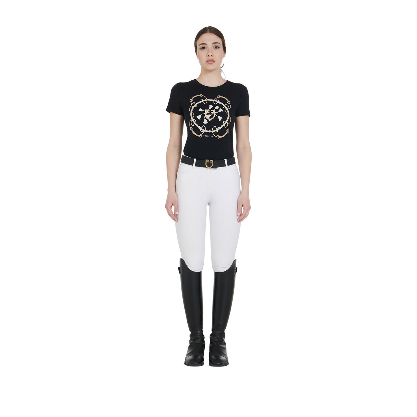 Pantalones de mujer slim fit full grip Equestro - Blanco
