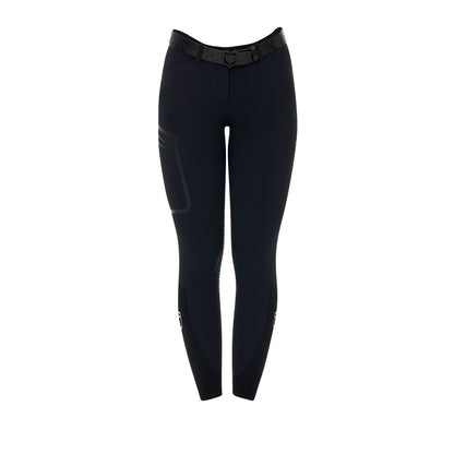 Pantalón slim fit mujer Equestro Ridertechnology costuras termoselladas - Negro