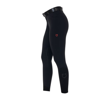 Pantalón slim fit mujer Equestro Ridertechnology costuras termoselladas - Negro