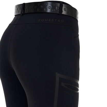 Pantalón slim fit mujer Equestro Ridertechnology costuras termoselladas - Negro