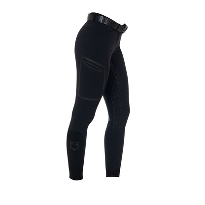 Pantalón slim fit mujer Equestro Ridertechnology full grip - Negro