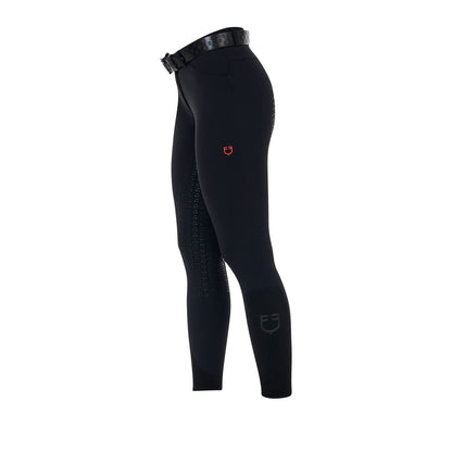 Pantalón slim fit mujer Equestro Ridertechnology full grip - Negro