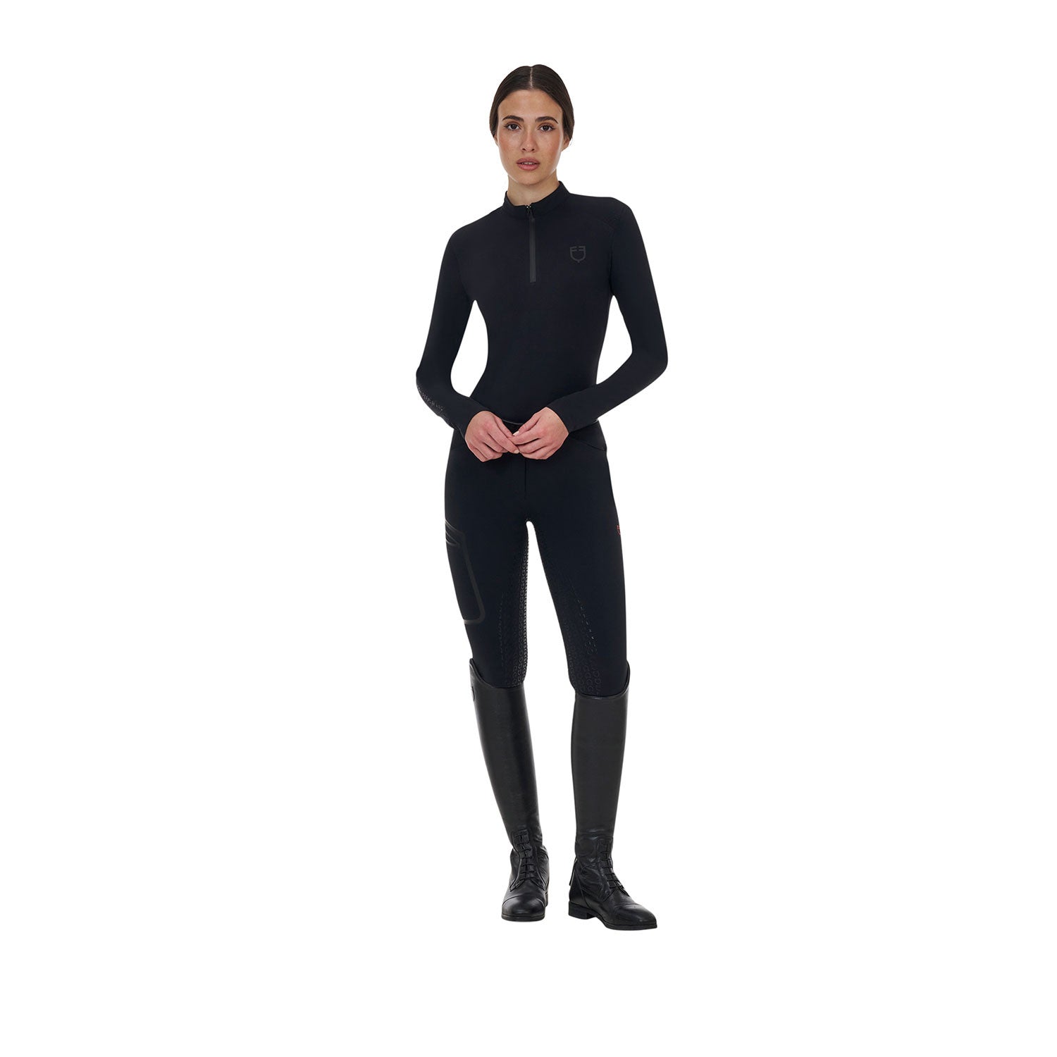 Pantalón slim fit mujer Equestro Ridertechnology full grip - Negro