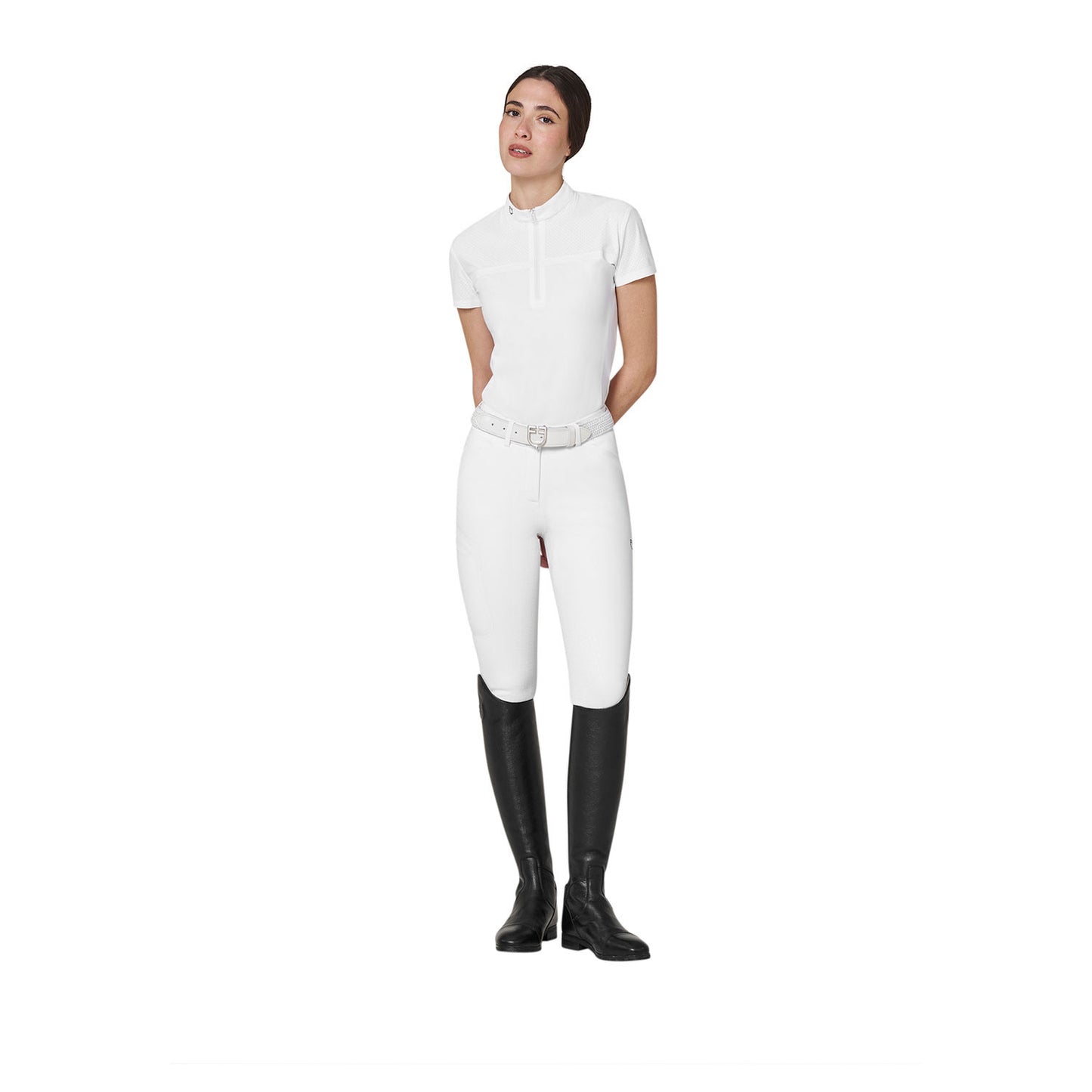 Pantalón slim fit mujer Equestro Ridertechnology full grip - Blanco