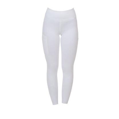 Leggings de mujer Equestro Ridertechnology cintura alta full grip - Blanco