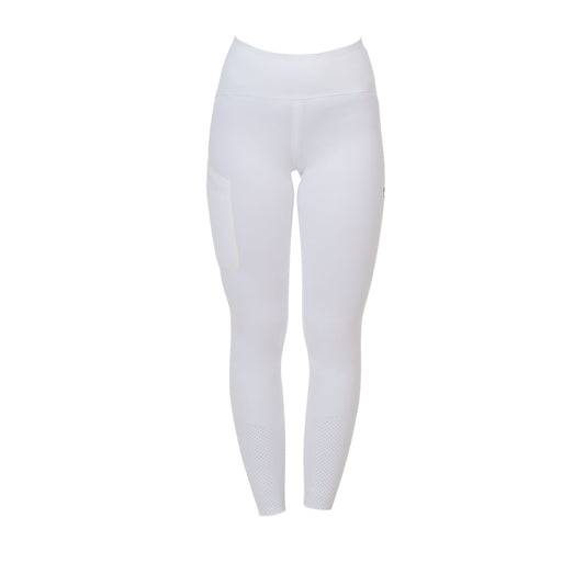 Leggings de mujer Equestro Ridertechnology cintura alta full grip - Blanco