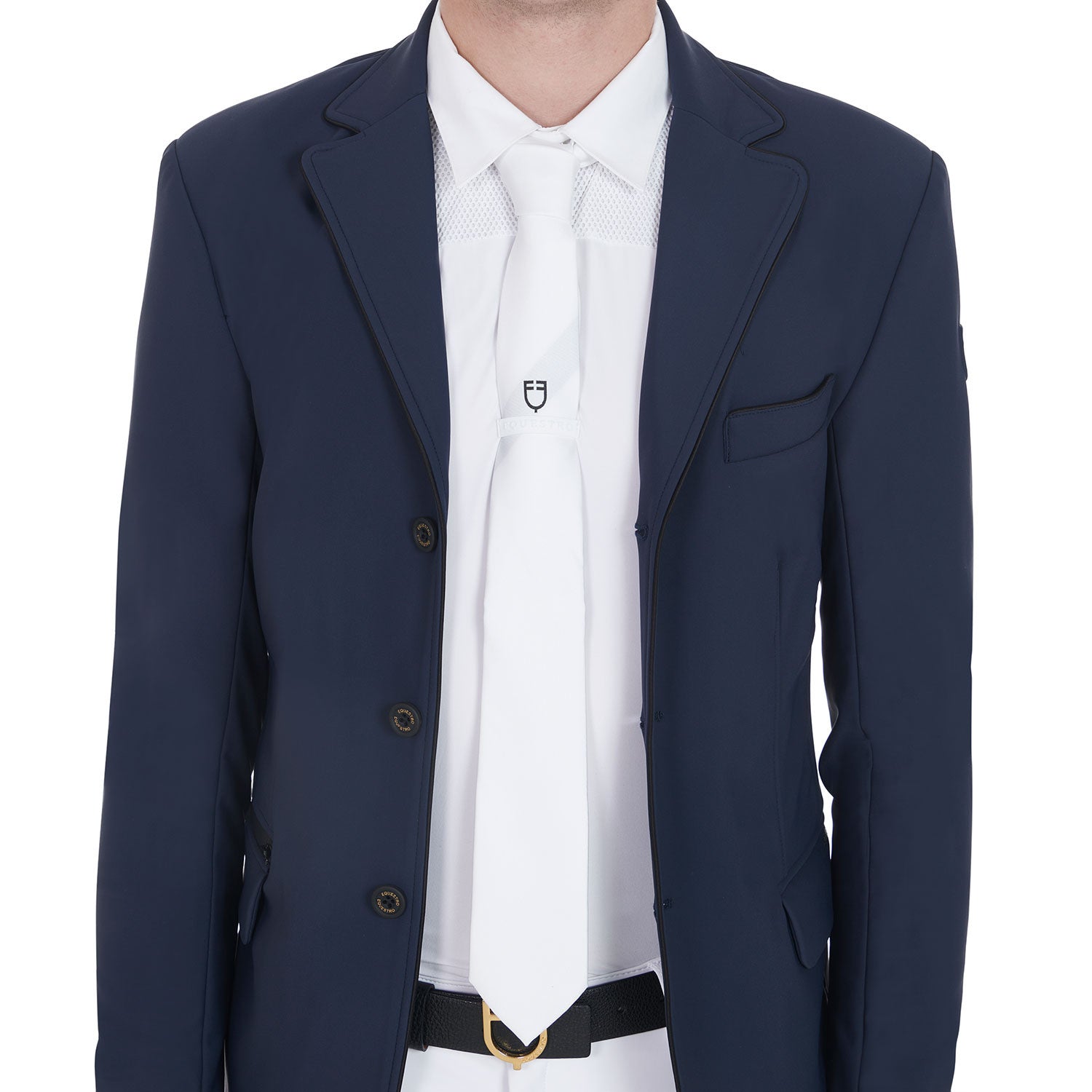 Corbata de competición con logo bordado Equestro - Blanco