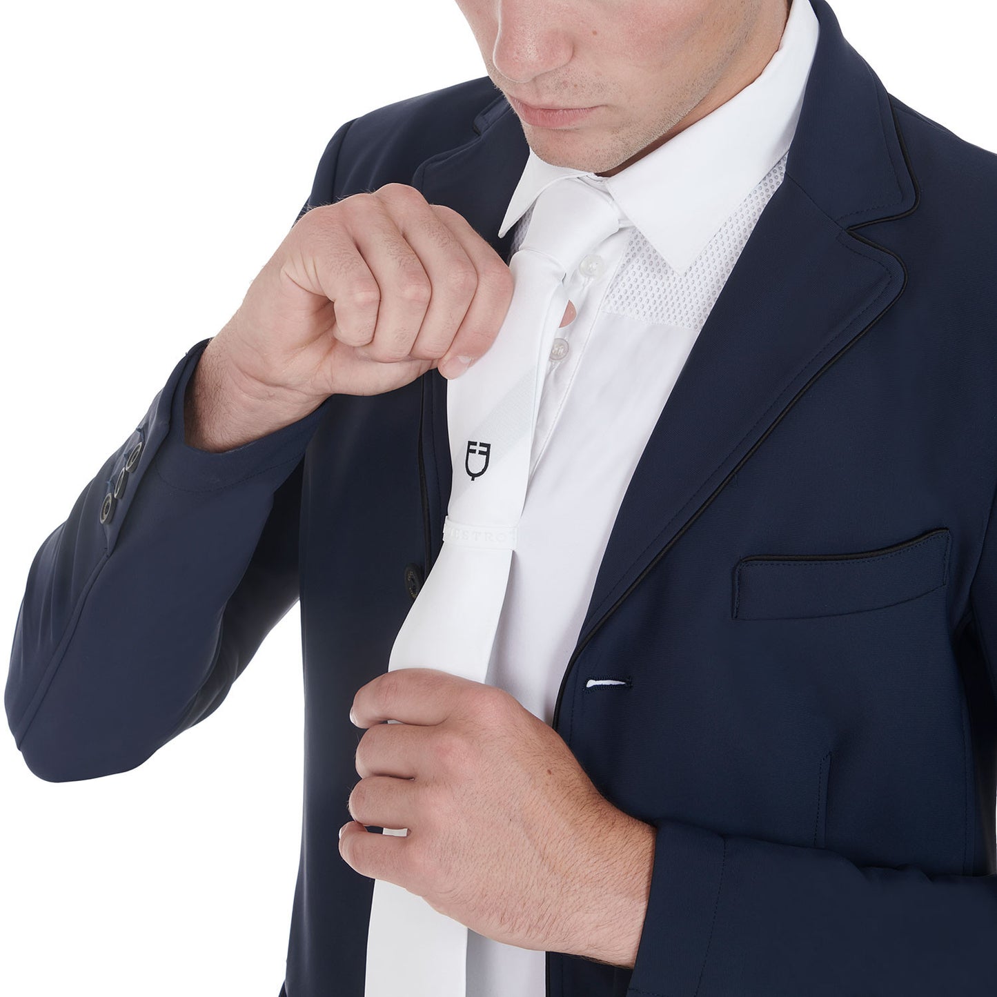 Corbata de competición con logo bordado Equestro - Blanco