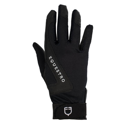 Guantes de tejido técnico con logo Equestro - Negro