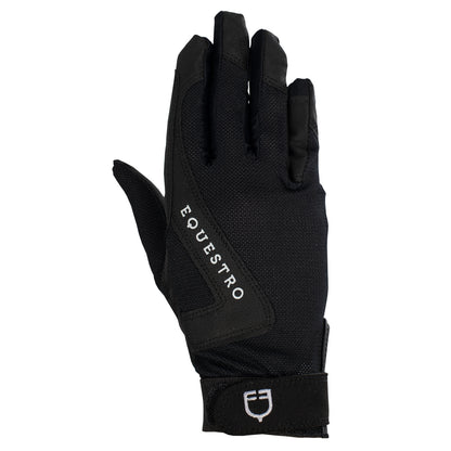 Guantes de tejido técnico con logo Equestro - Negro