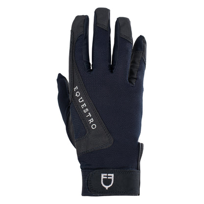 Guantes de tejido técnico con logo Equestro - Azul marino