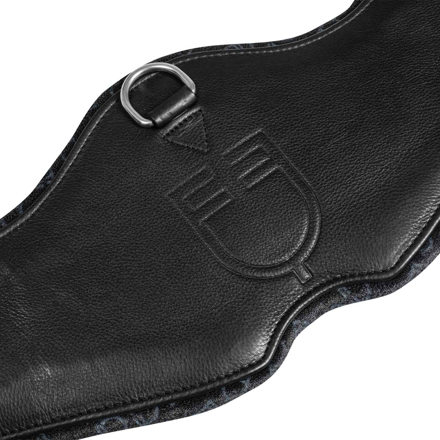 Cinchón de doma anatómico de cuero con logotipo grabado Equestro - Negro