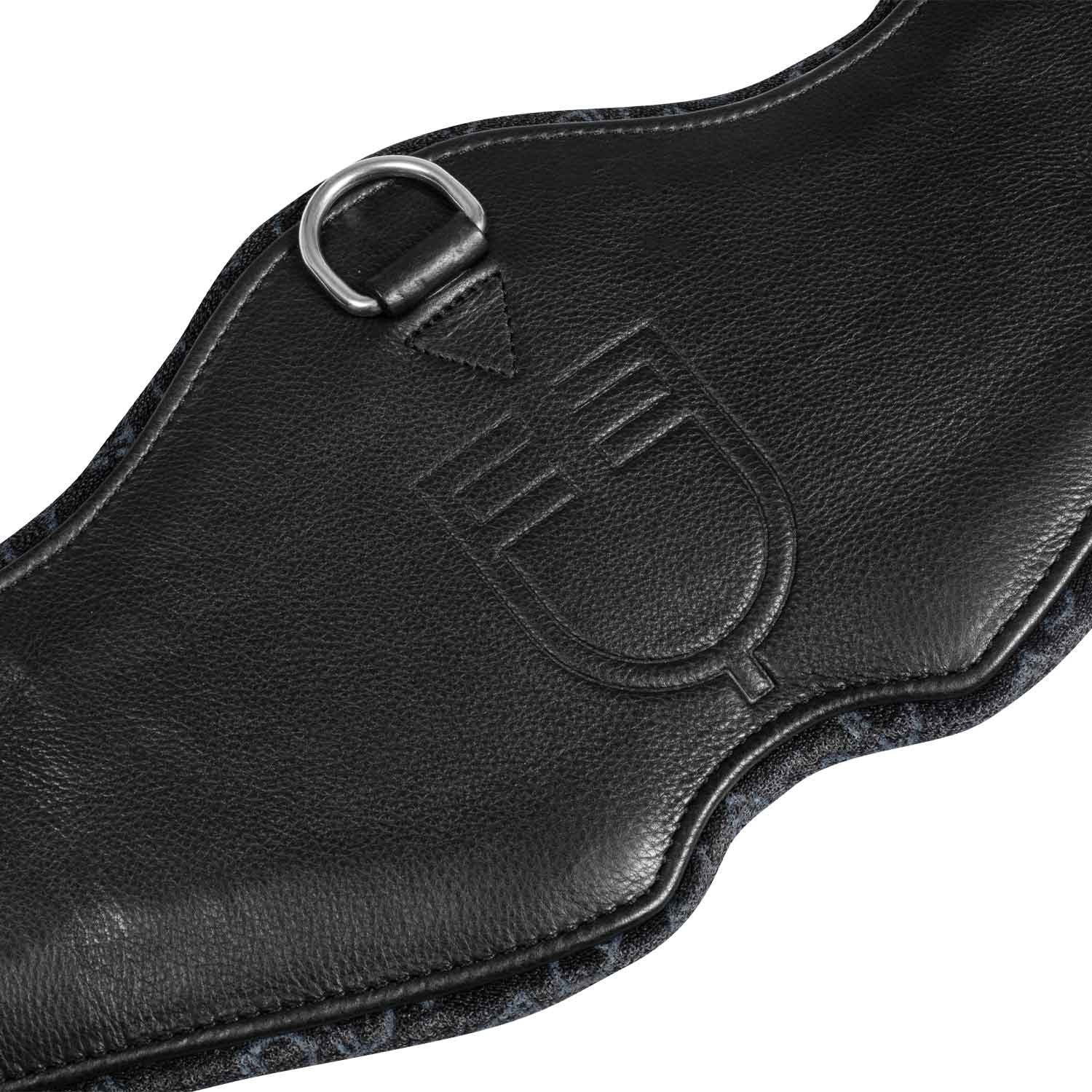 Cinchón de doma anatómico de cuero con logotipo grabado Equestro - Negro