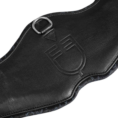 Cinchón de doma anatómico de cuero con logotipo grabado Equestro - Negro
