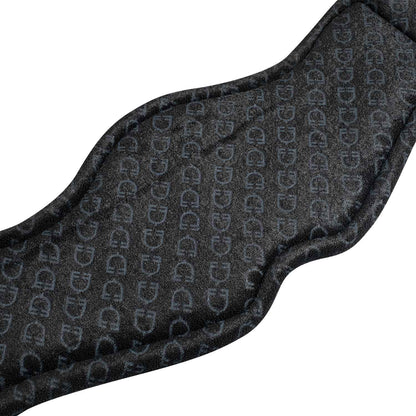 Cinchón de doma anatómico de cuero con logotipo grabado Equestro - Negro
