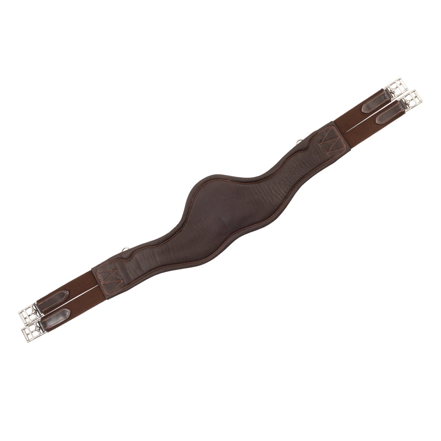 Cincha anatómica de salto de cuero Equestro - Marrón oscuro