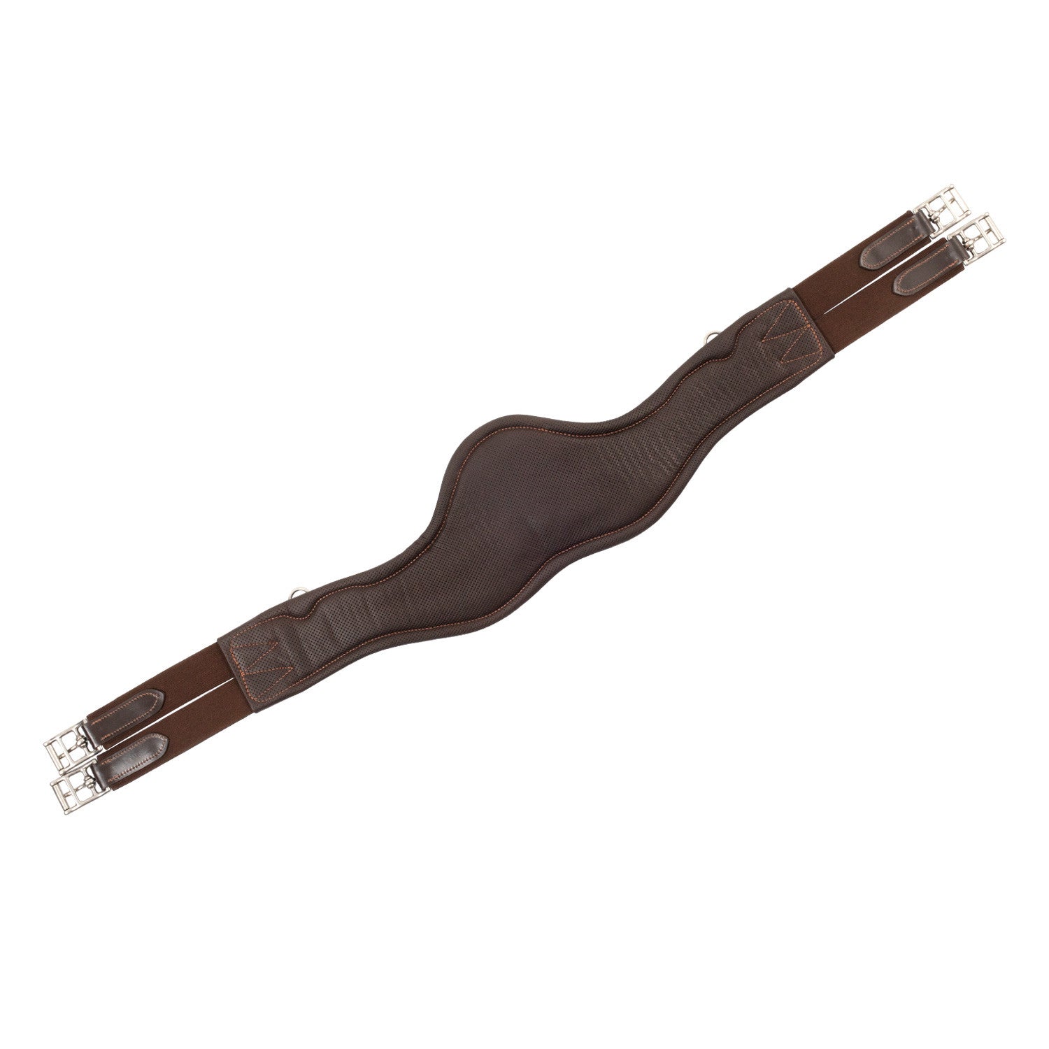 Cincha anatómica de salto de cuero Equestro - Marrón oscuro