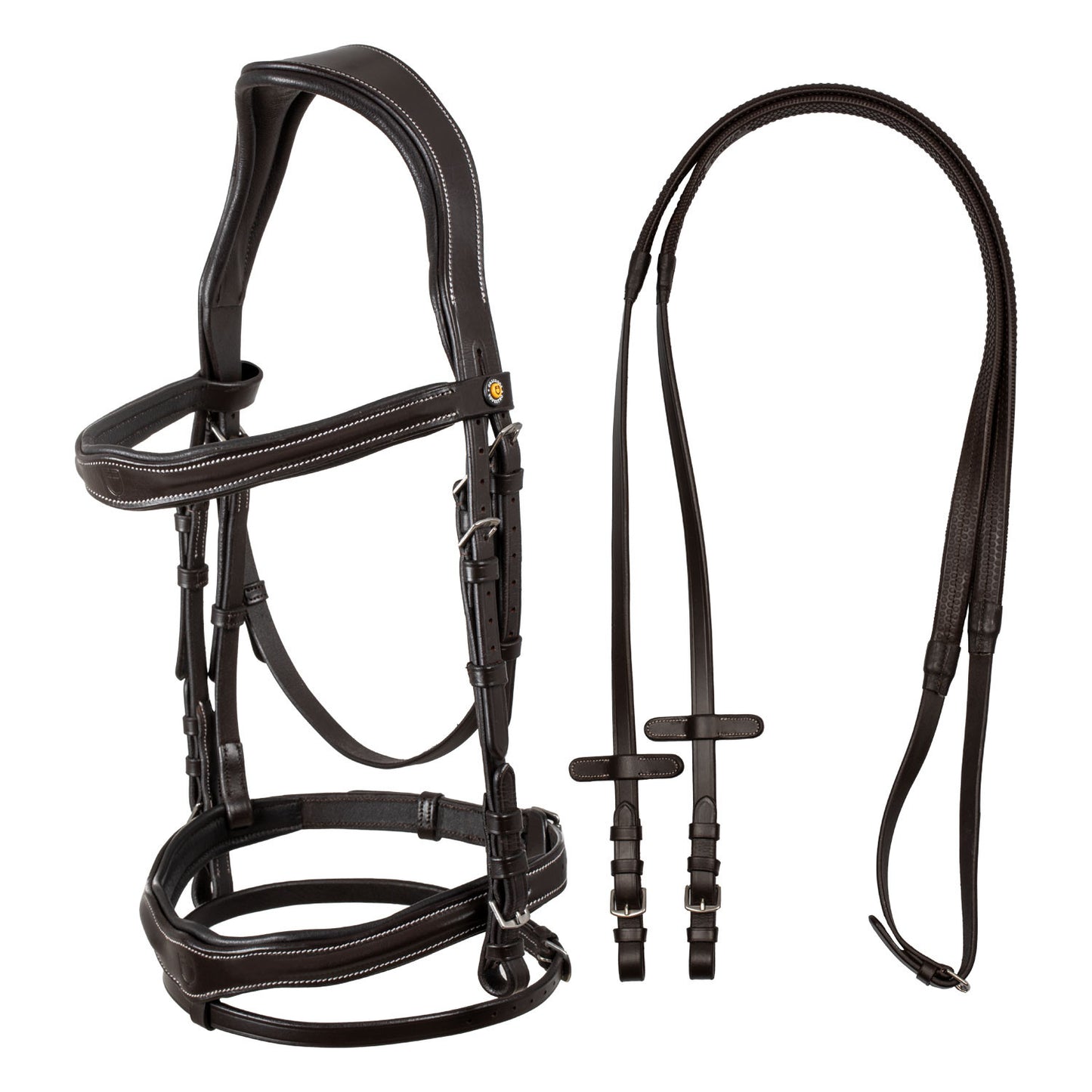 Cabezada anatómica con logo Equestro - Marrón oscuro