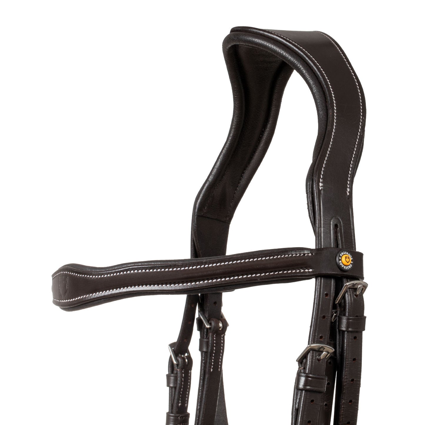 Cabezada anatómica con logo Equestro - Marrón oscuro